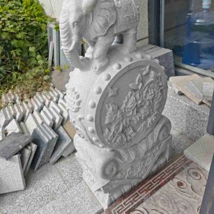 长沙芝麻白抱鼓石 庭院抱鼓石