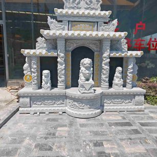 长沙芝麻白中国黑石材套墓 花岗岩墓碑